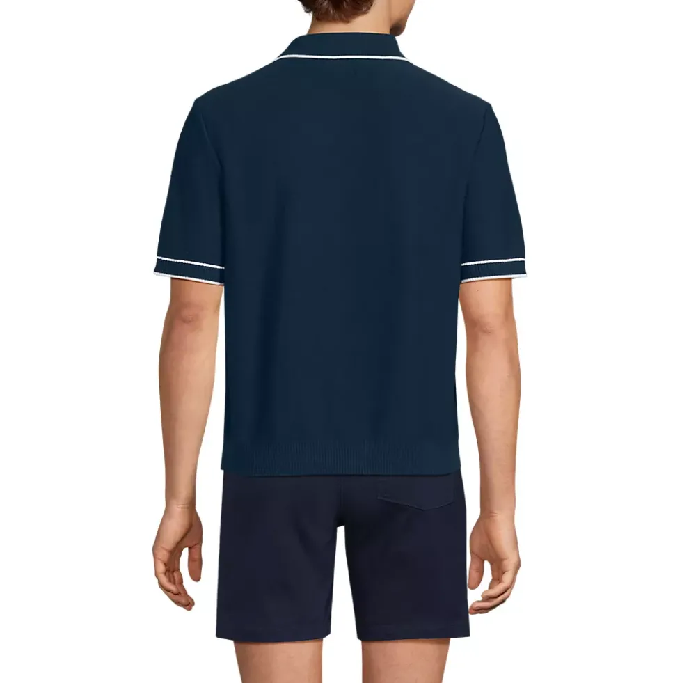 Men's Short Sleeve Cooling Zip Sweater Polo