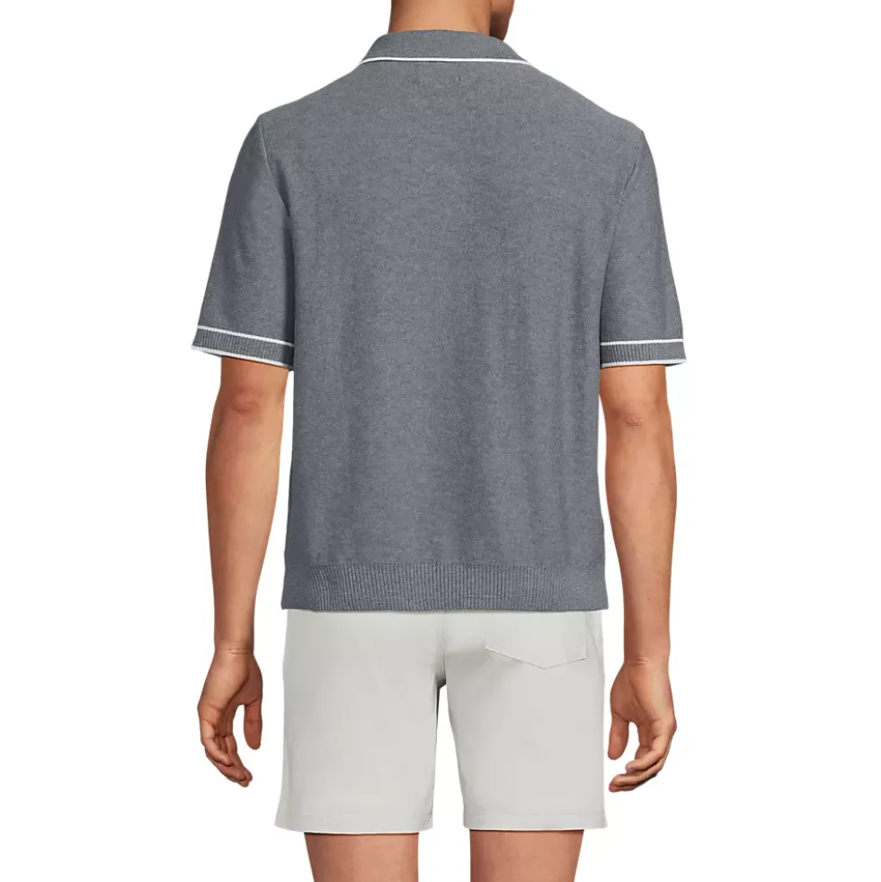 Men's Short Sleeve Cooling Zip Sweater Polo
