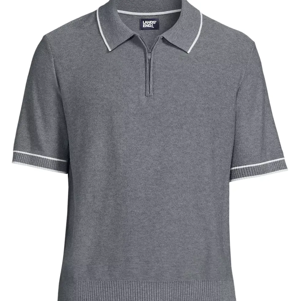 Men's Short Sleeve Cooling Zip Sweater Polo