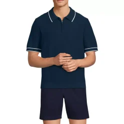 Men's Short Sleeve Cooling Zip Sweater Polo