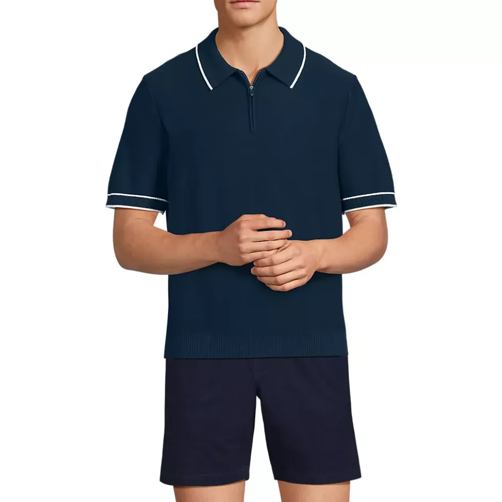 Men's Short Sleeve Cooling Zip Sweater Polo