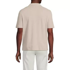 Men's Short Sleeve Cotton Linen Button Through Camp Collar Shirt