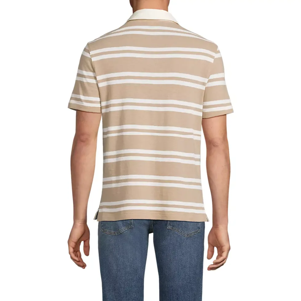 Men's Short Sleeve Cotton Linen Rugby Polo