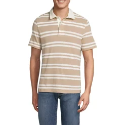 Men's Short Sleeve Cotton Linen Rugby Polo
