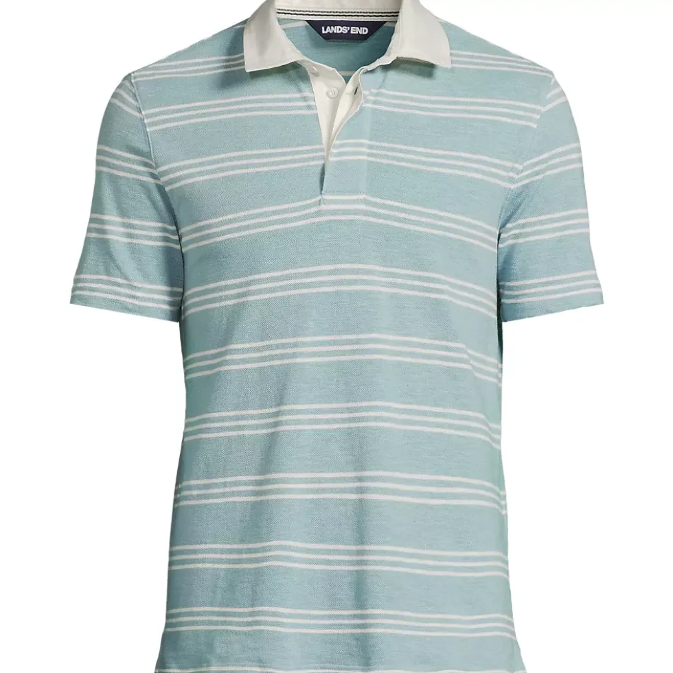 Men's Short Sleeve Cotton Linen Rugby Polo