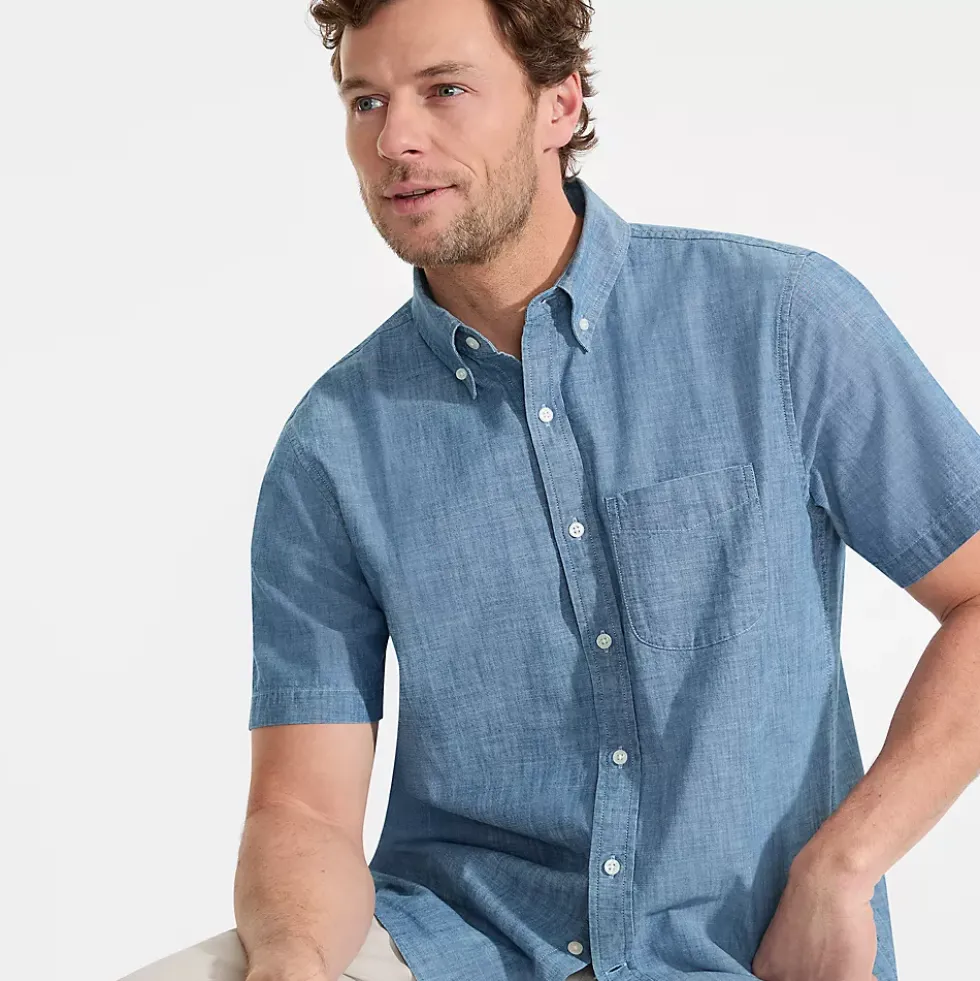 Men's Short Sleeve Easy Fit Chambray Shirt