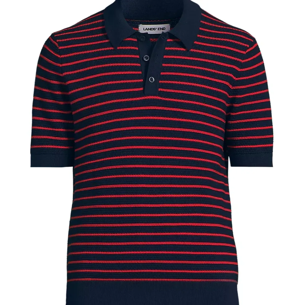 Men's Short Sleeve Fine Gauge Sweater Polo