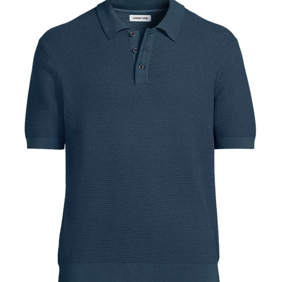 Men's Short Sleeve Fine Gauge Sweater Polo