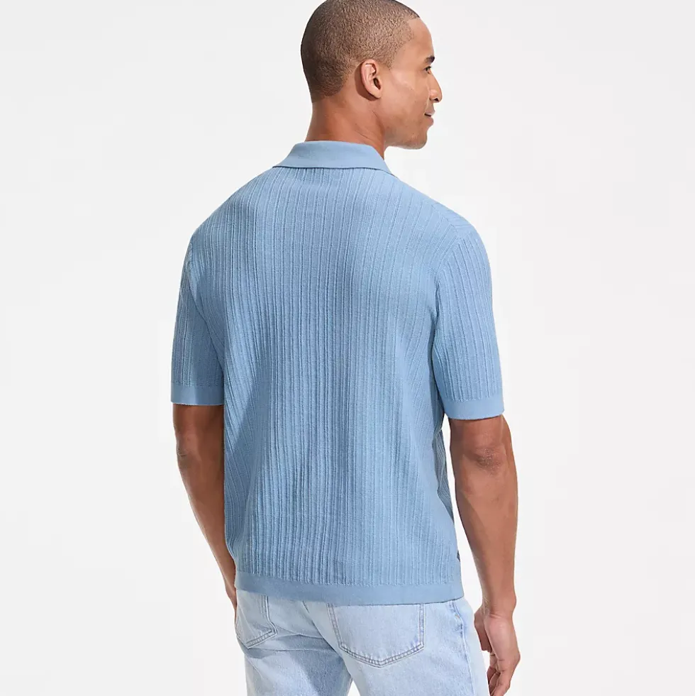 Men's Short Sleeve Lightweight Button Through Polo