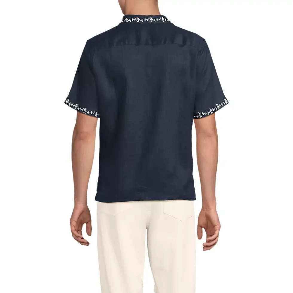 Men's Short Sleeve Linen Hawaiian Camp Collar Shirt