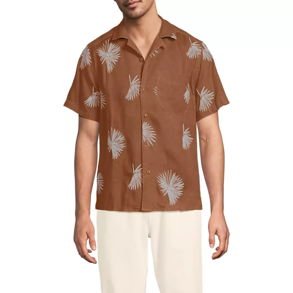 Men's Short Sleeve Linen Hawaiian Camp Collar Shirt