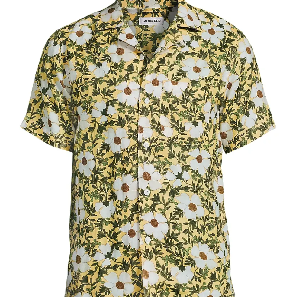 Men's Short Sleeve Linen Hawaiian Camp Collar Shirt