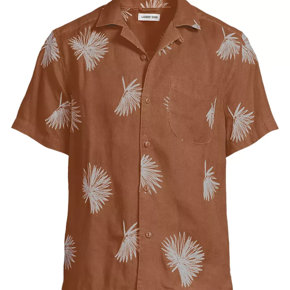 Men's Short Sleeve Linen Hawaiian Camp Collar Shirt