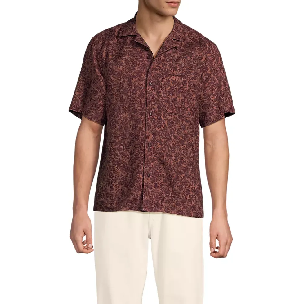 Men's Short Sleeve Linen Hawaiian Camp Collar Shirt