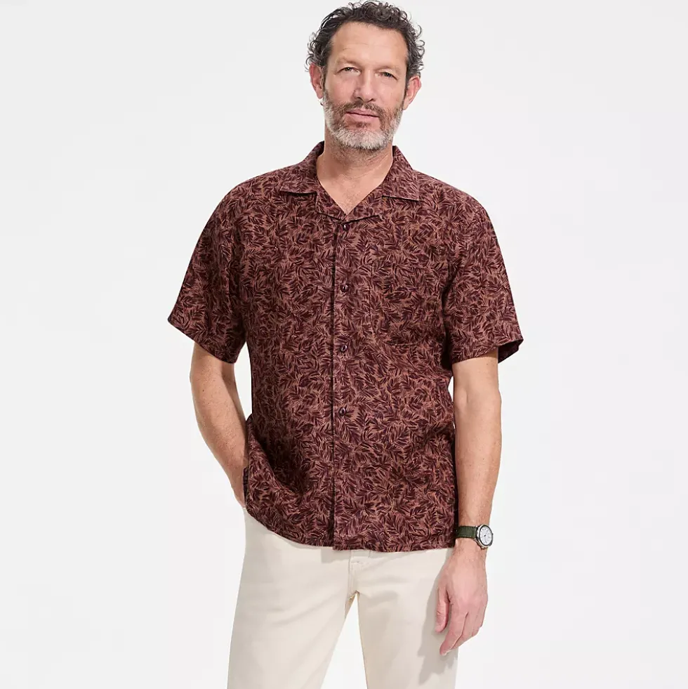 Men's Short Sleeve Linen Hawaiian Camp Collar Shirt