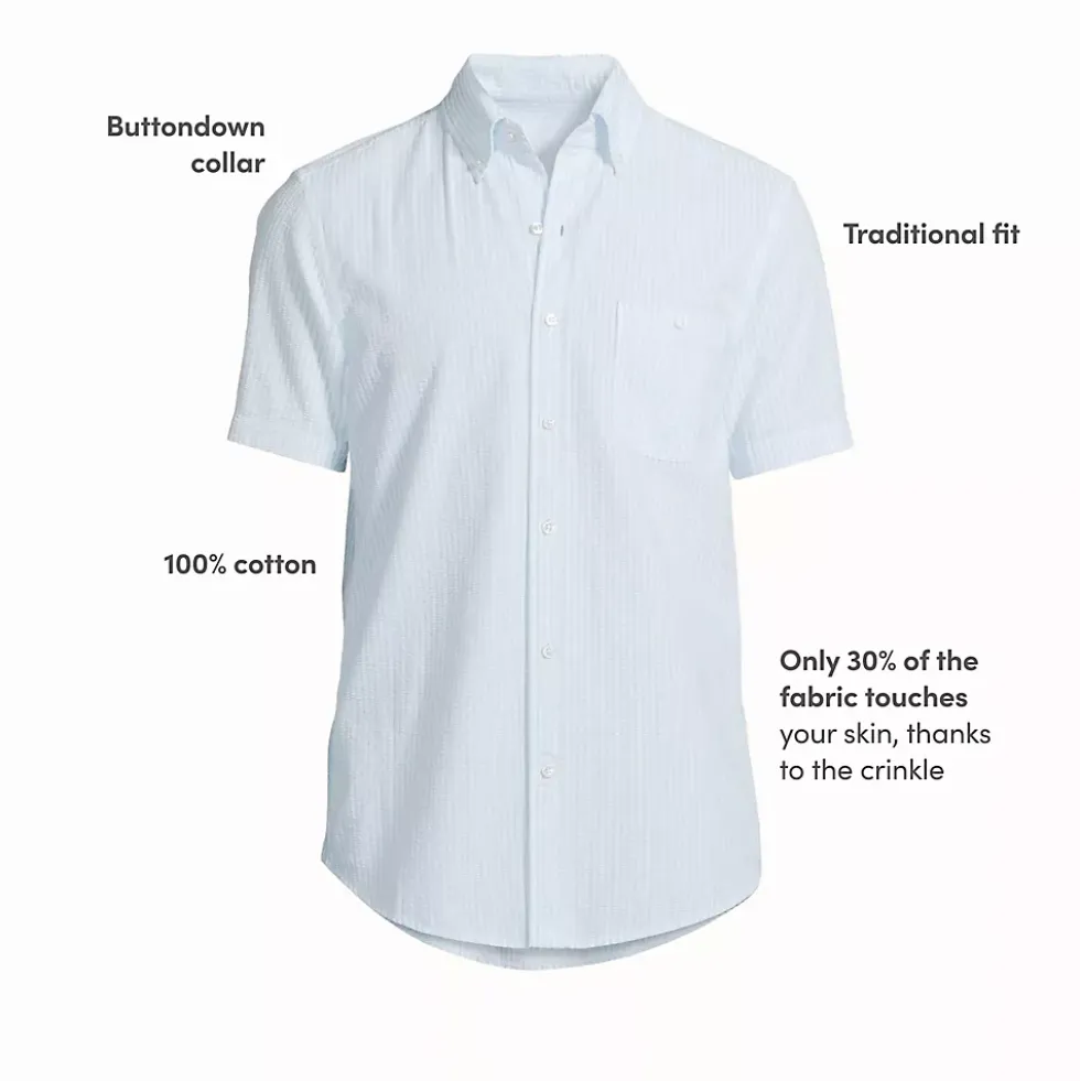 Men's Short Sleeve Seersucker Shirt