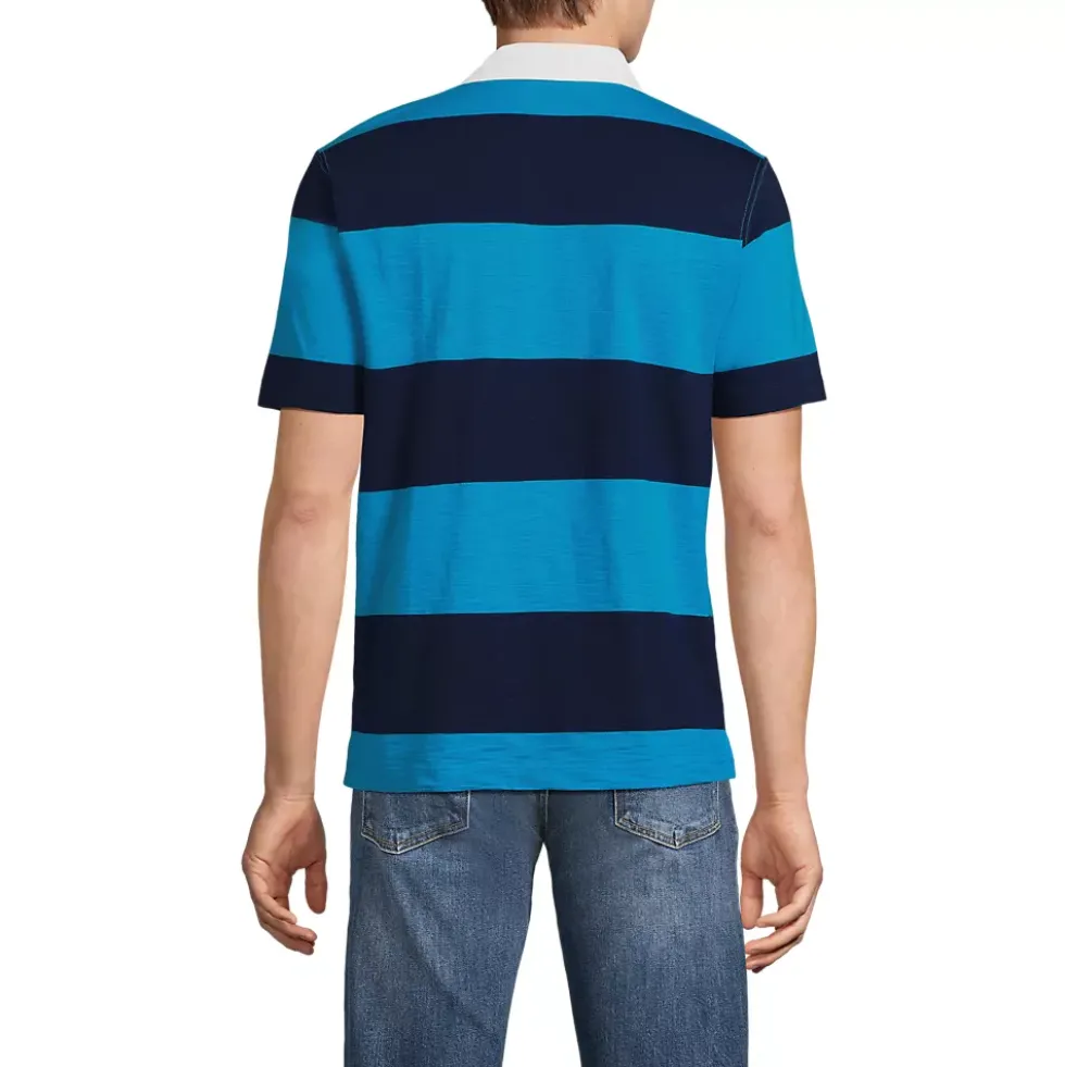 Men's Short Sleeve Slub Textured Rugby Polo