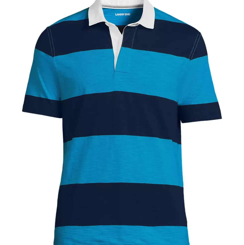 Men's Short Sleeve Slub Textured Rugby Polo