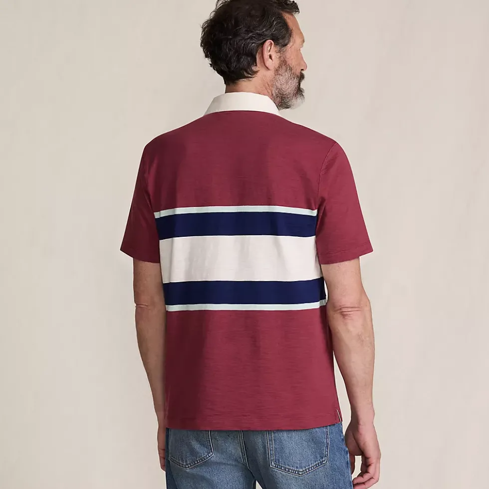 Men's Short Sleeve Slub Textured Rugby Polo