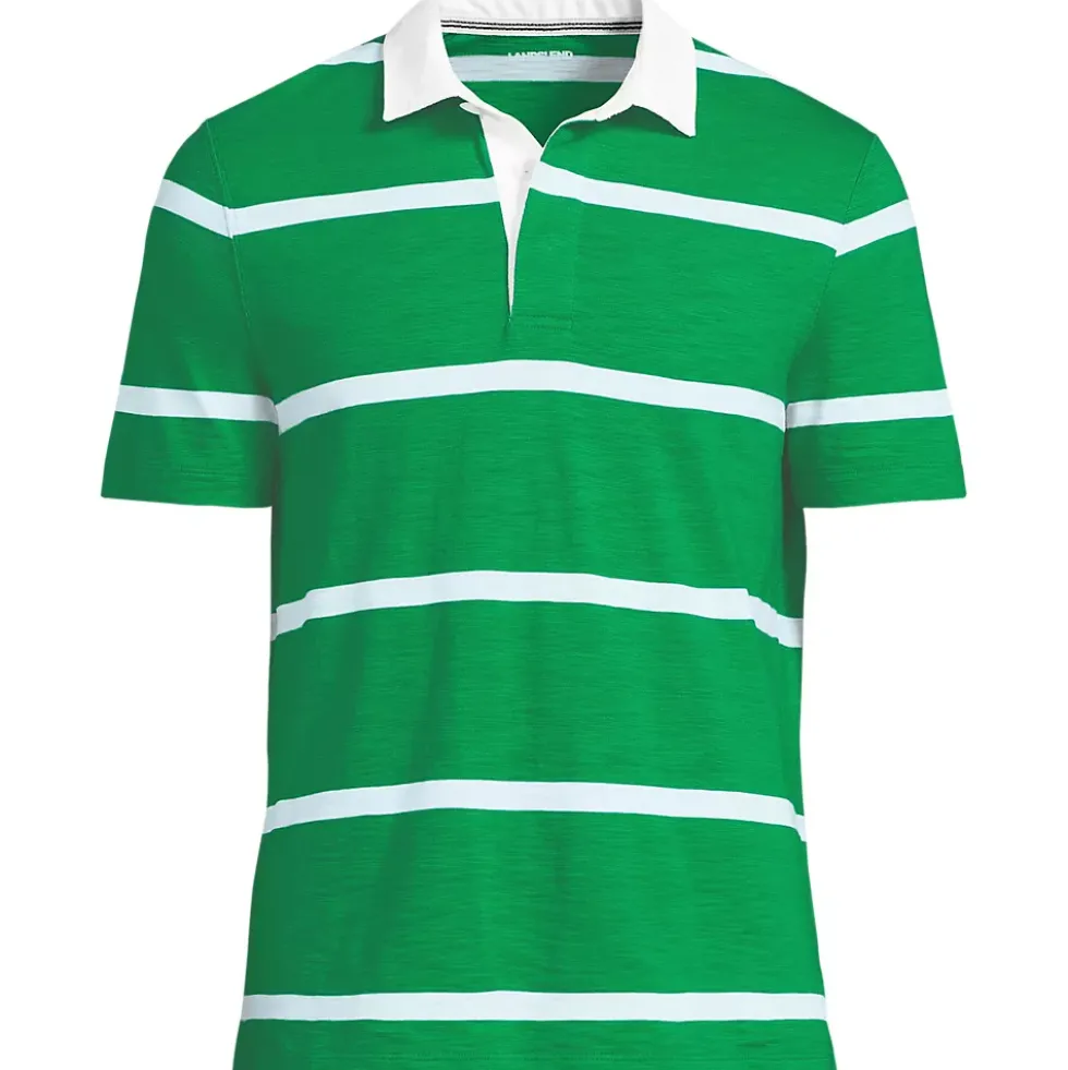 Men's Short Sleeve Slub Textured Rugby Polo