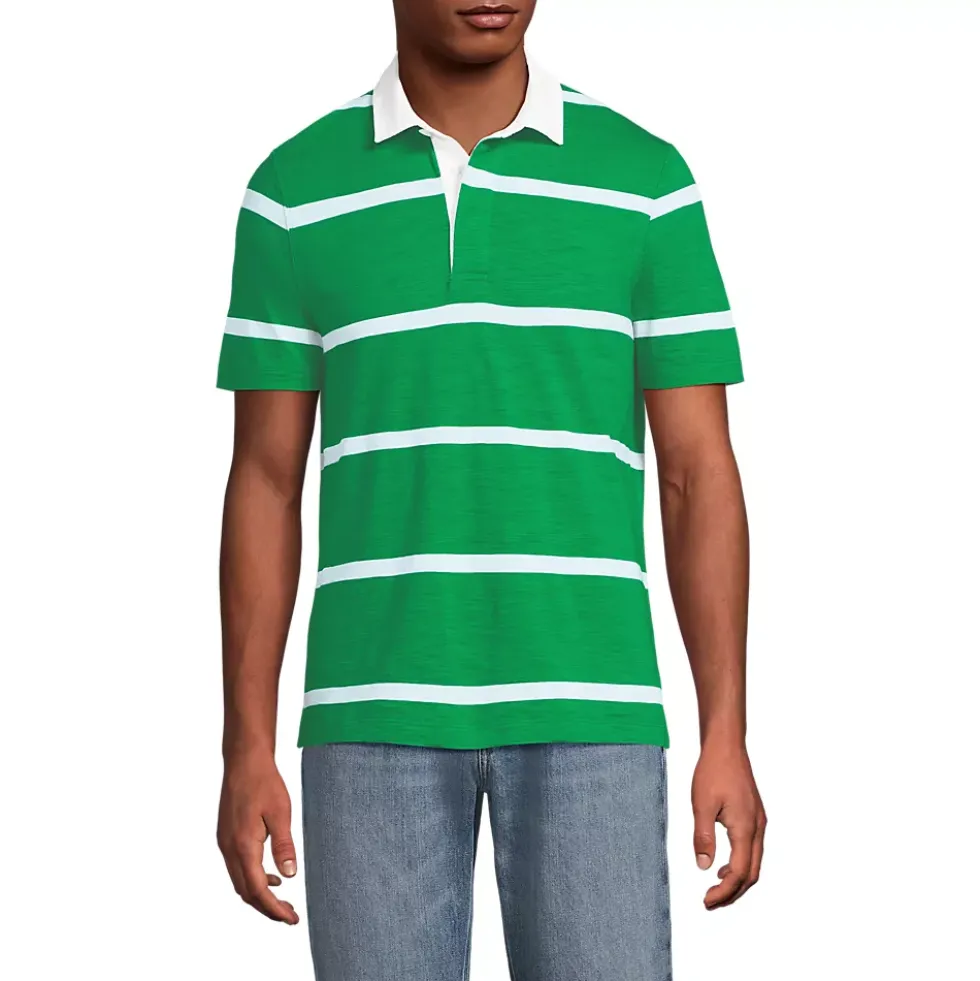 Men's Short Sleeve Slub Textured Rugby Polo