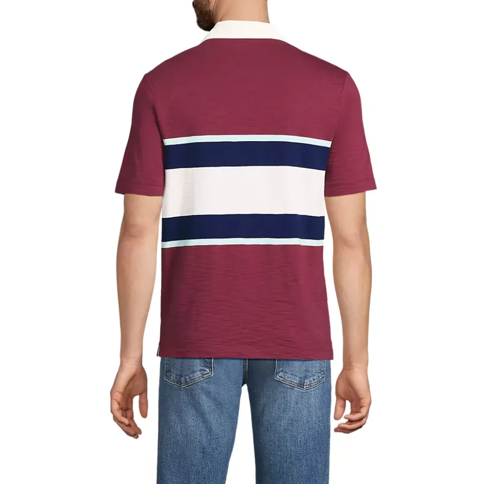 Men's Short Sleeve Slub Textured Rugby Polo