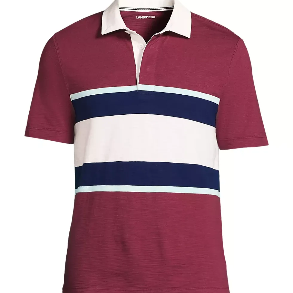 Men's Short Sleeve Slub Textured Rugby Polo