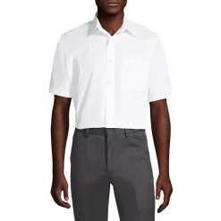 Men's Short Sleeve Straight Collar Broadcloth Shirt