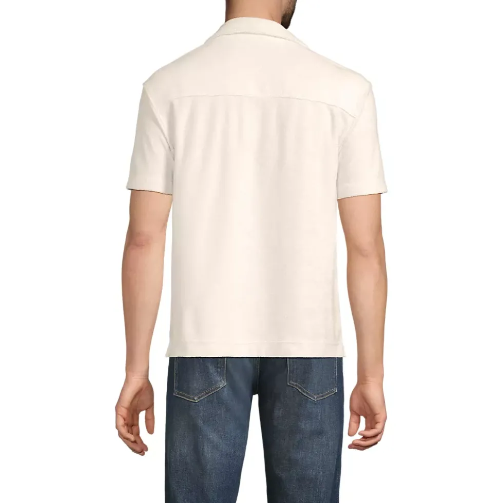 Men's Short Sleeve Textured Terry Camp Collar