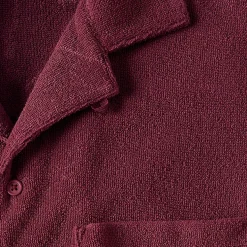Men's Short Sleeve Textured Terry Camp Collar