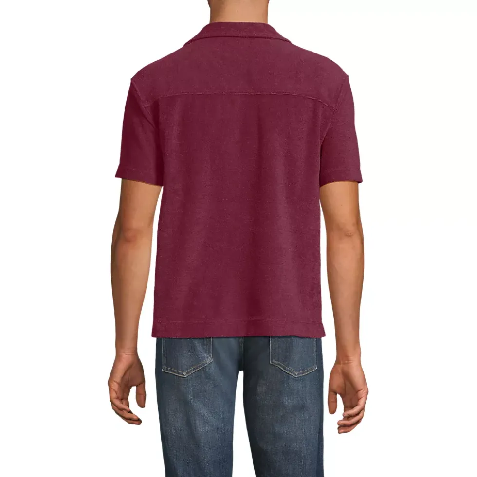 Men's Short Sleeve Textured Terry Camp Collar