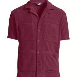 Men's Short Sleeve Textured Terry Camp Collar