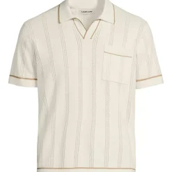 Men's Short Sleeve Textured Tipped Sweater Polo