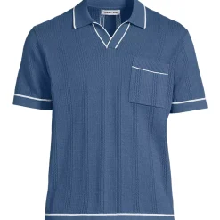 Men's Short Sleeve Textured Tipped Sweater Polo