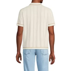 Men's Short Sleeve Textured Tipped Sweater Polo