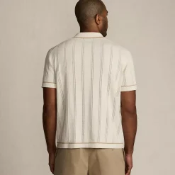 Men's Short Sleeve Textured Tipped Sweater Polo