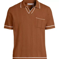 Men's Short Sleeve Textured Tipped Sweater Polo