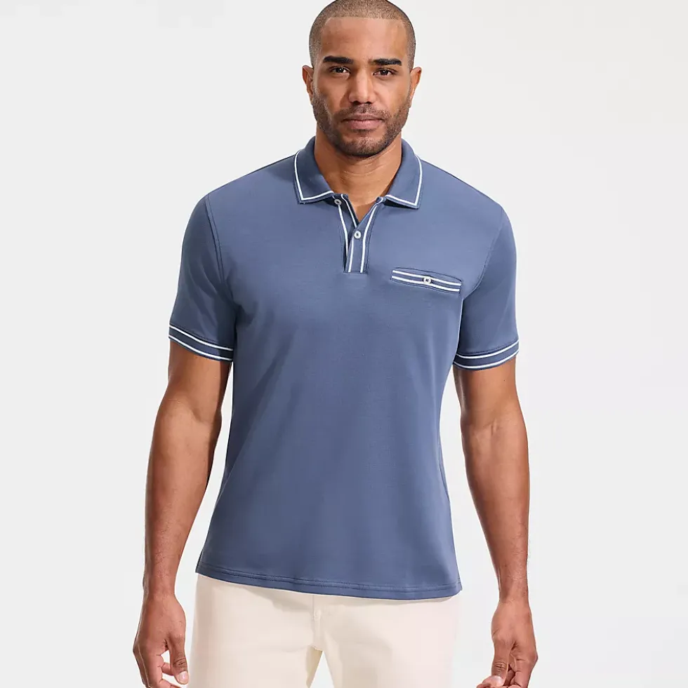 Men's Short Sleeve Tipped Welt Pocket Performance Supima Polo