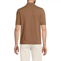 Men's Short Sleeve Vertical Rib Button Down Sweater Polo