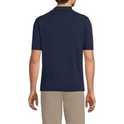 Men's Short Sleeve Vertical Rib Button Down Sweater Polo
