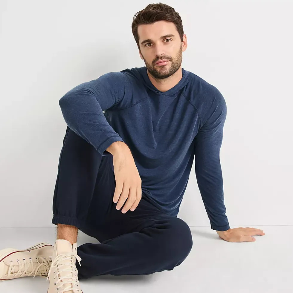 Men's SunShade UPF 50 Cooling Long Sleeve Hooded Swim Tee Rash Guard