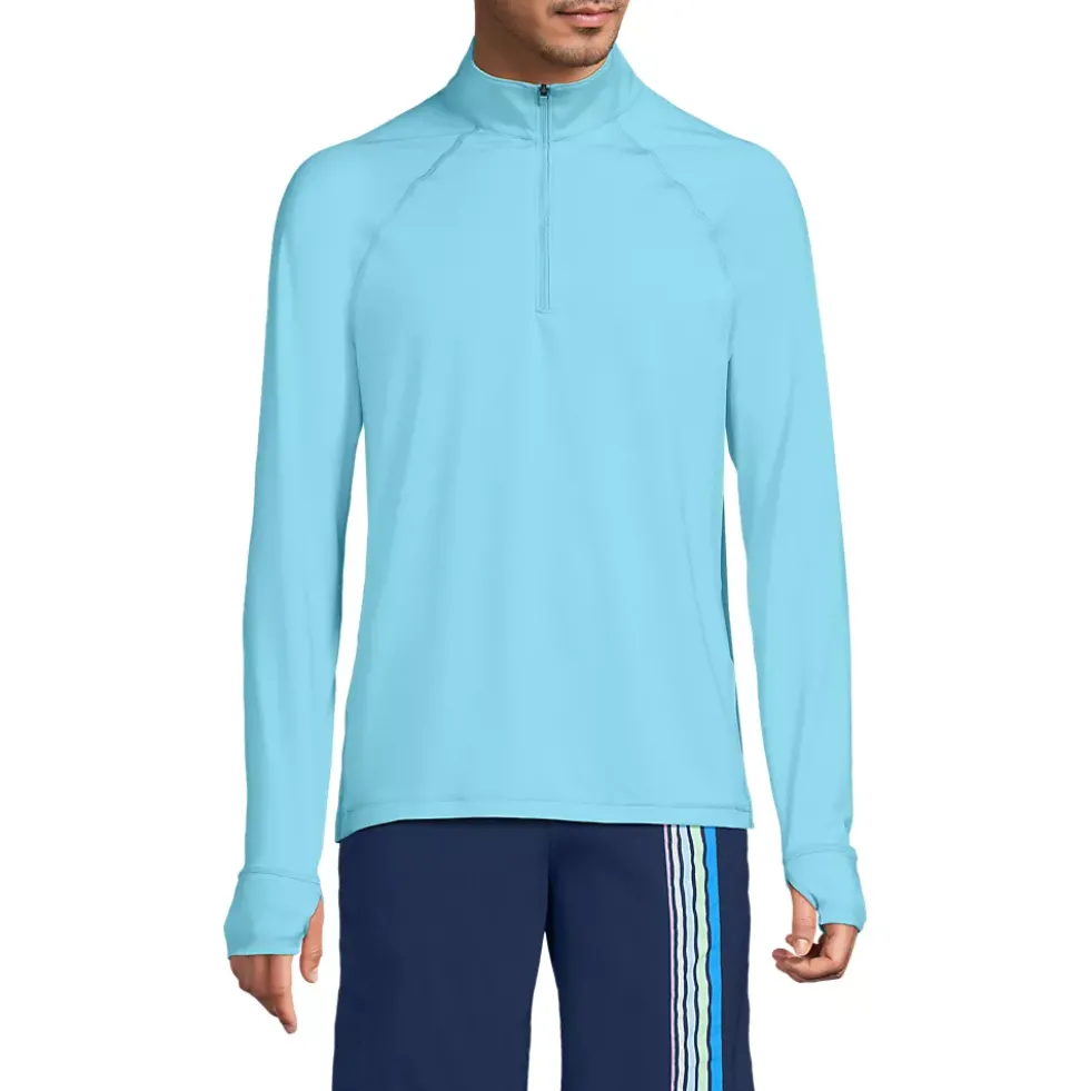 Men's SunShade UPF 50 Cooling Quarter Zip Mock Neck Rash Guard Shirt