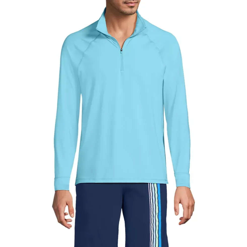 Men's SunShade UPF 50 Cooling Quarter Zip Mock Neck Rash Guard Shirt
