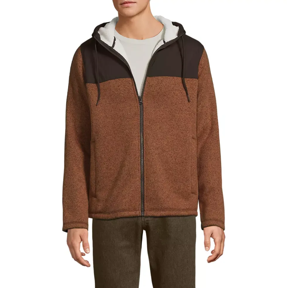 Men's Sweater Fleece Mixed Media Full Zip Jacket