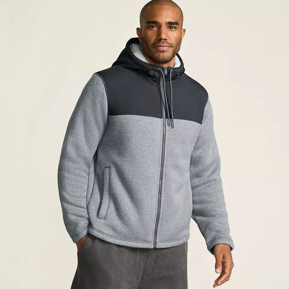 Men's Sweater Fleece Mixed Media Full Zip Jacket