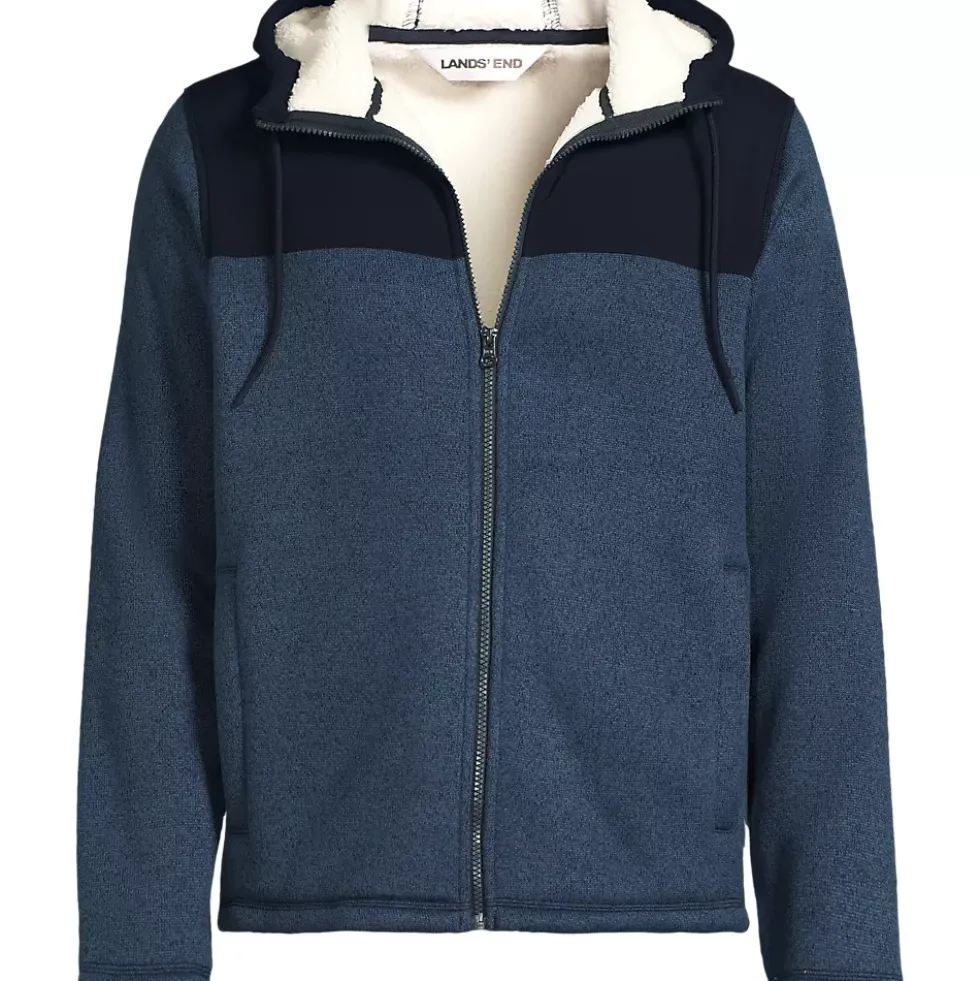 Men's Sweater Fleece Mixed Media Full Zip Jacket