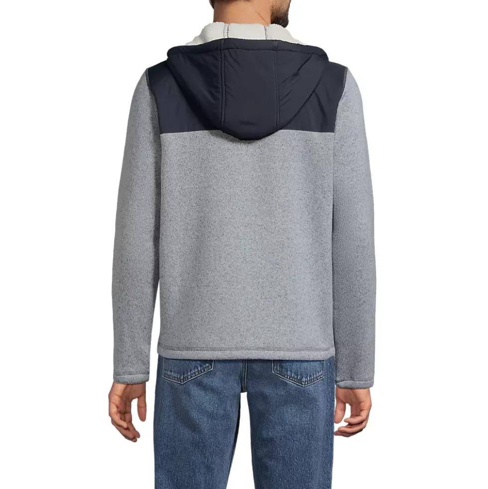 Men's Sweater Fleece Mixed Media Full Zip Jacket