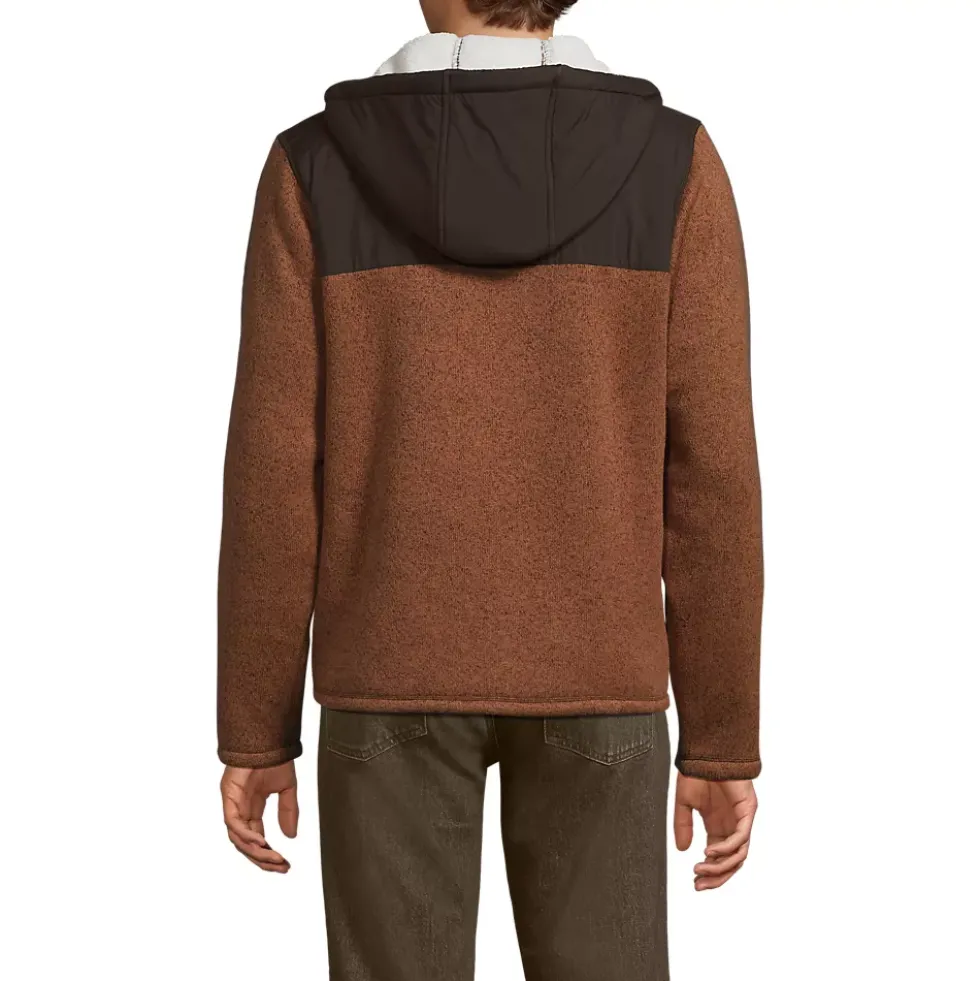 Men's Sweater Fleece Mixed Media Full Zip Jacket