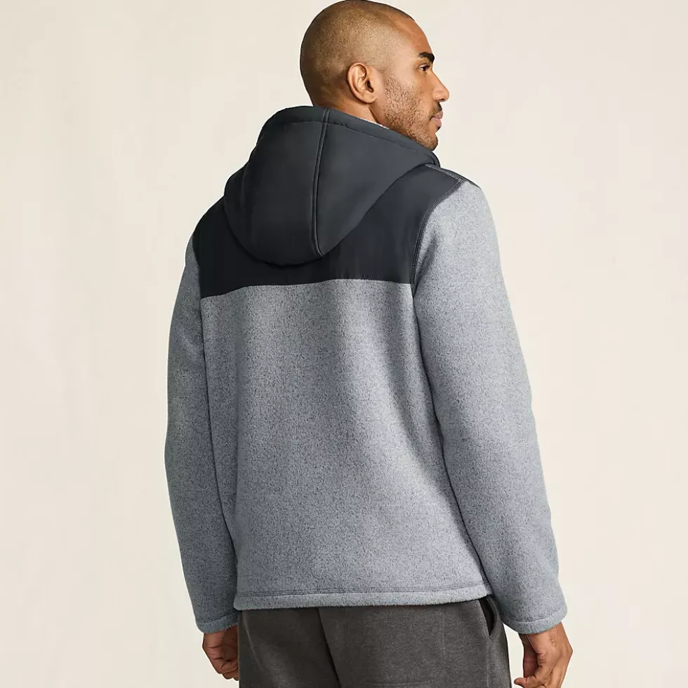 Men's Sweater Fleece Mixed Media Full Zip Jacket