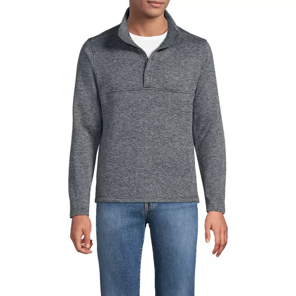 Men's Sweater Fleece Snap Neck Pullover Jacket